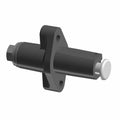 Black metal tensioner ratcheting mechanism with mounting flange and silver end cap.