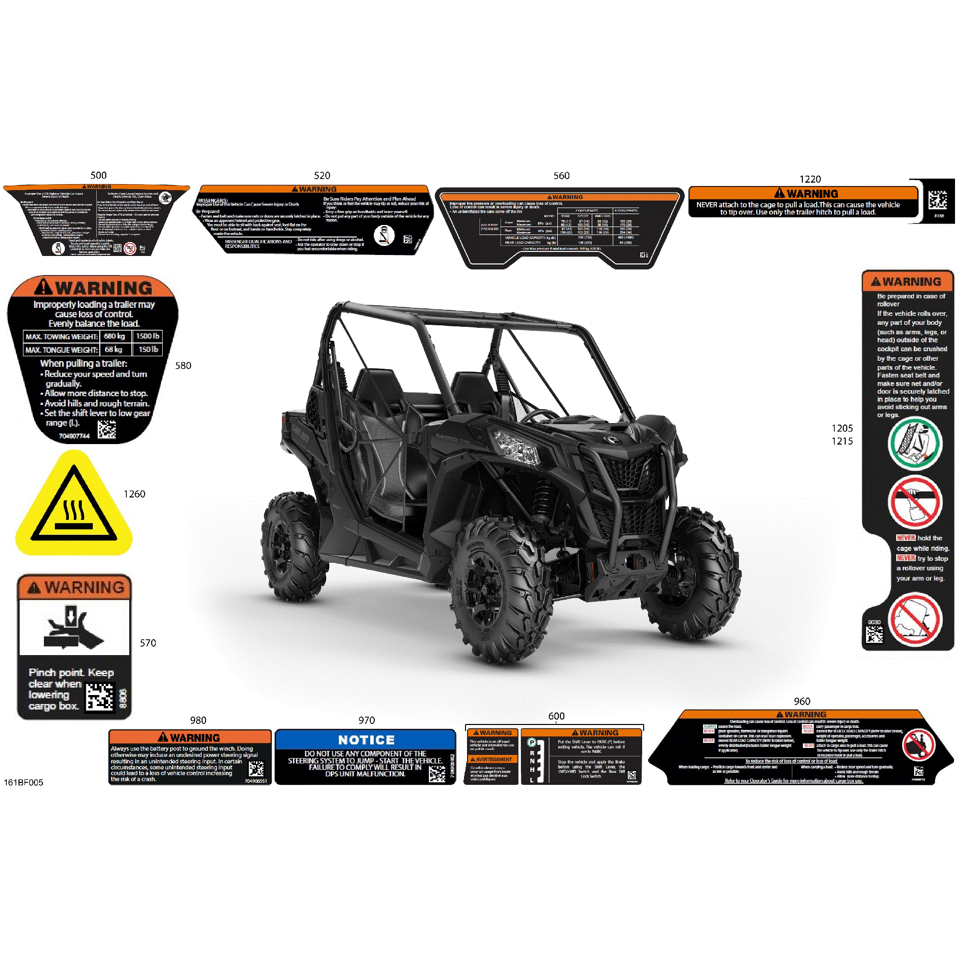 An Image of a Genuine Can-Am Parts Schematic Diagram showing the schematic - BODY - WARNING DECALS