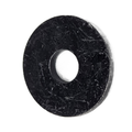 Black metal retaining ring with circular shape and central hole.