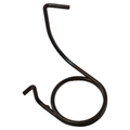 Black metal coil spring with two hooked ends, designed for mechanical return function.