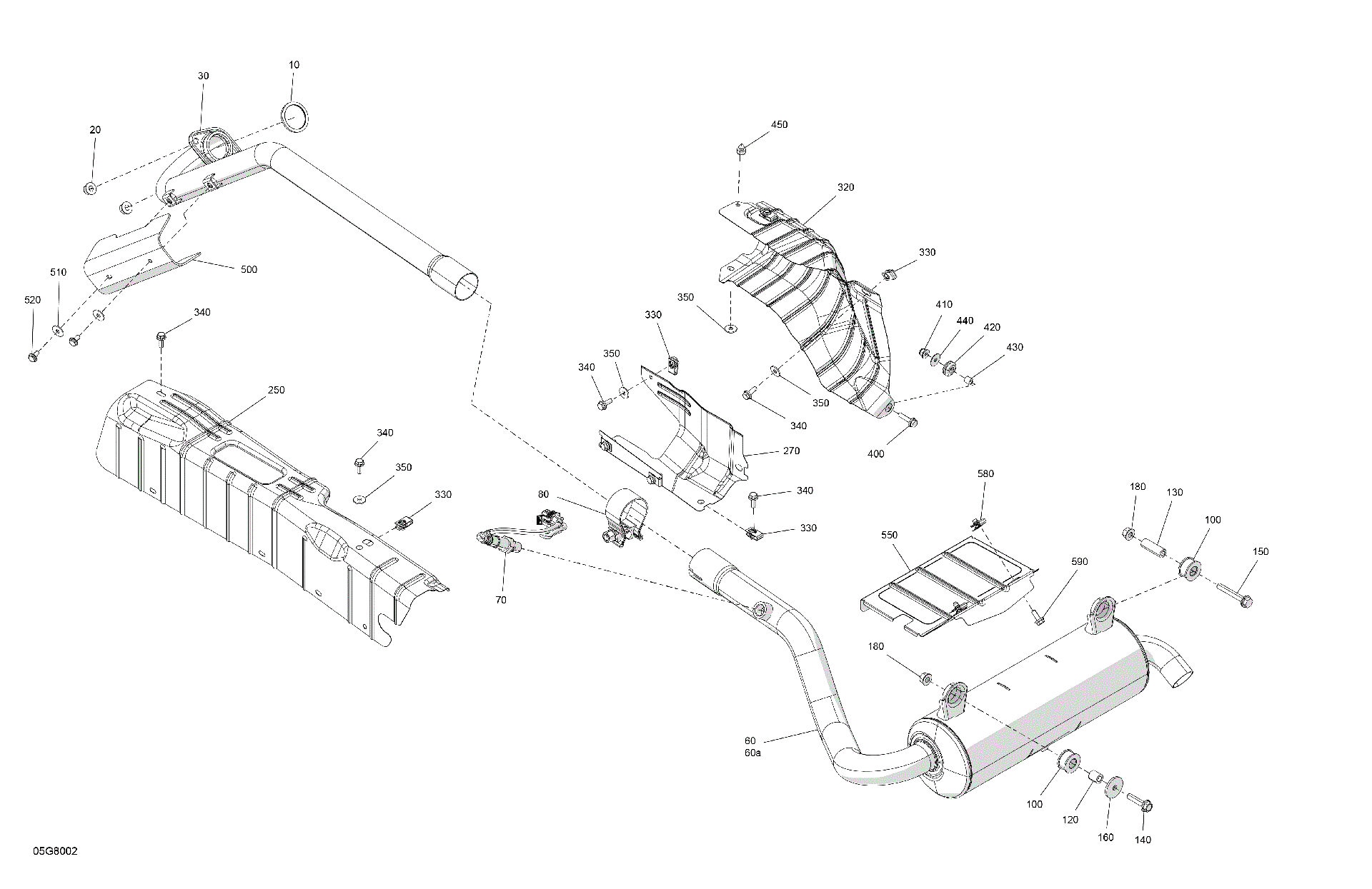 An Image of a Genuine Can-Am Parts Schematic Diagram showing the schematic - ENGINE - EXHAUST