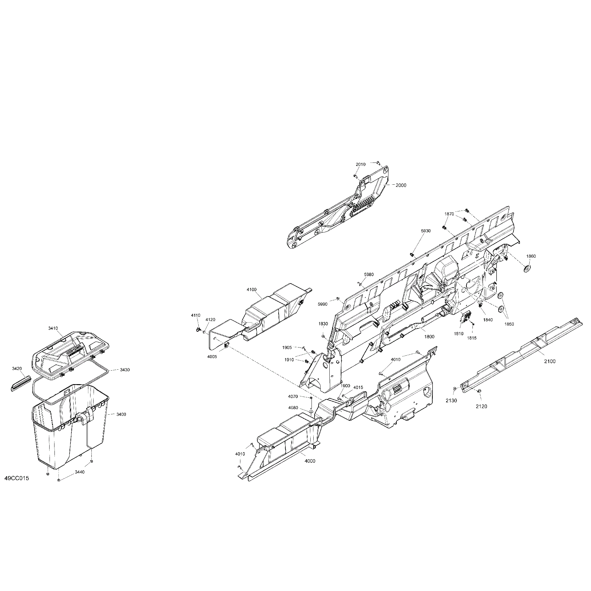An Image of a Genuine Can-Am Parts Schematic Diagram showing the schematic - CAB INTERIOR - BACK WALL