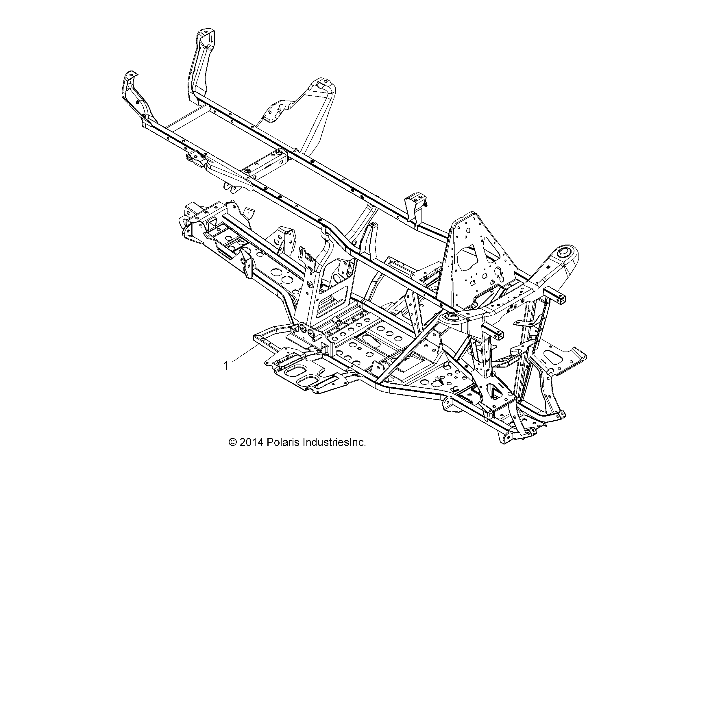 An Image of a Genuine Polaris Parts Schematic Diagram showing the schematic - CHASSIS: FRAME - 2015 POLARIS SPORTSMAN ETX EFI