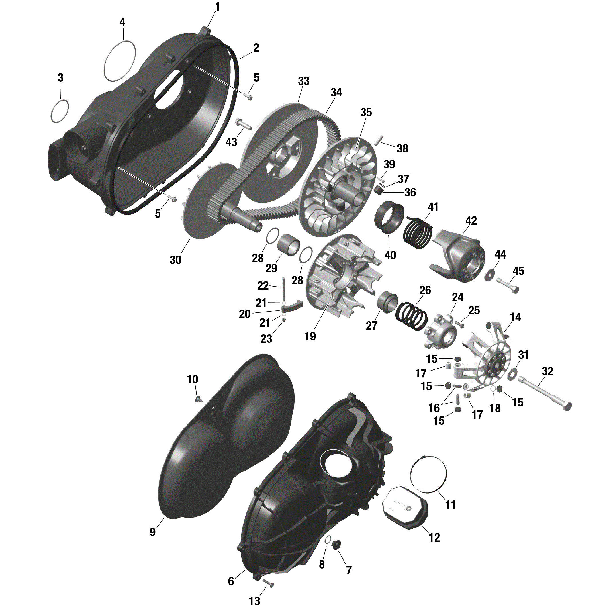 An Image of a Genuine Can-Am Parts Schematic Diagram showing the schematic - ROTAX - CVT