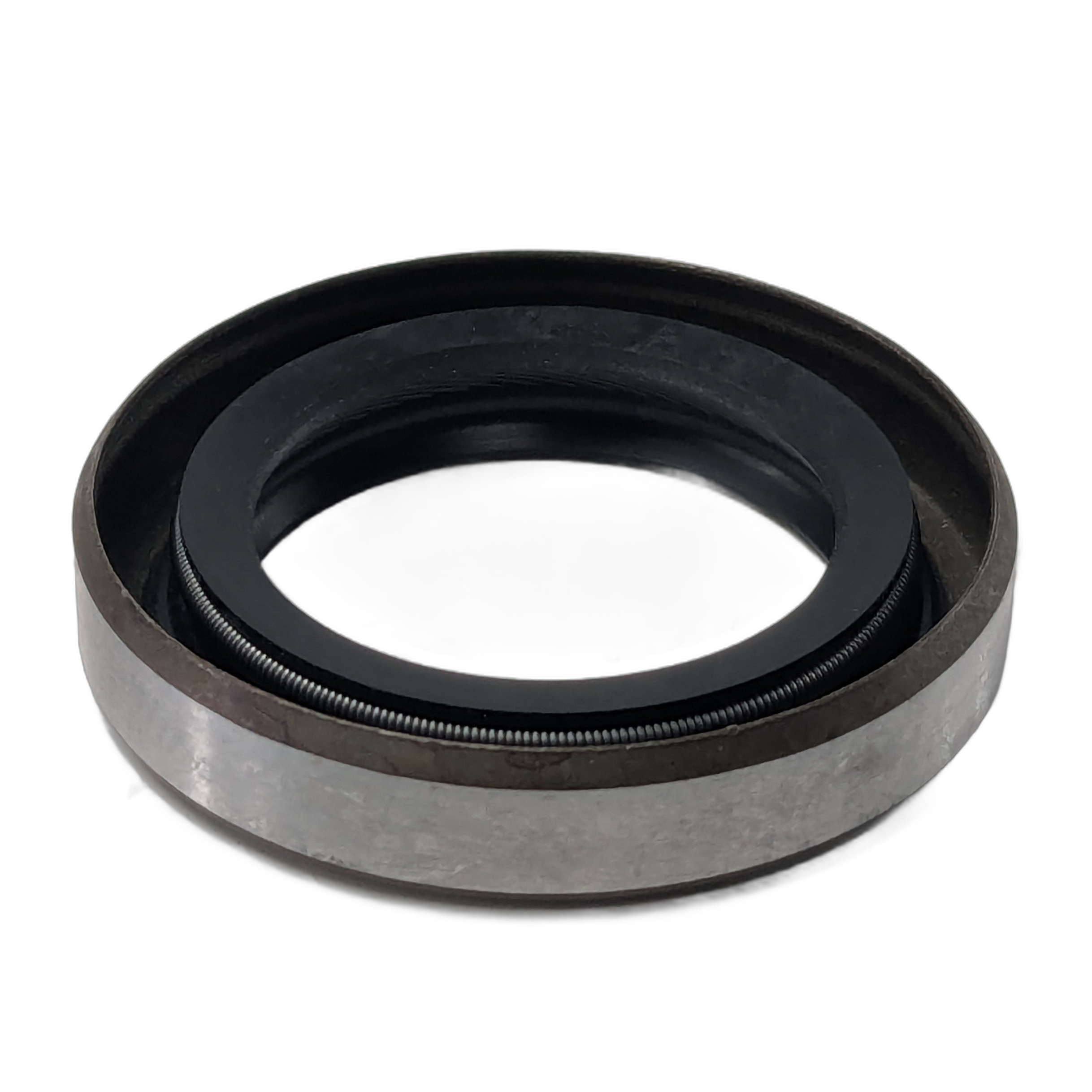 Round oil seal with black rubber inner ring and metallic outer casing, designed for Polaris vehicles.