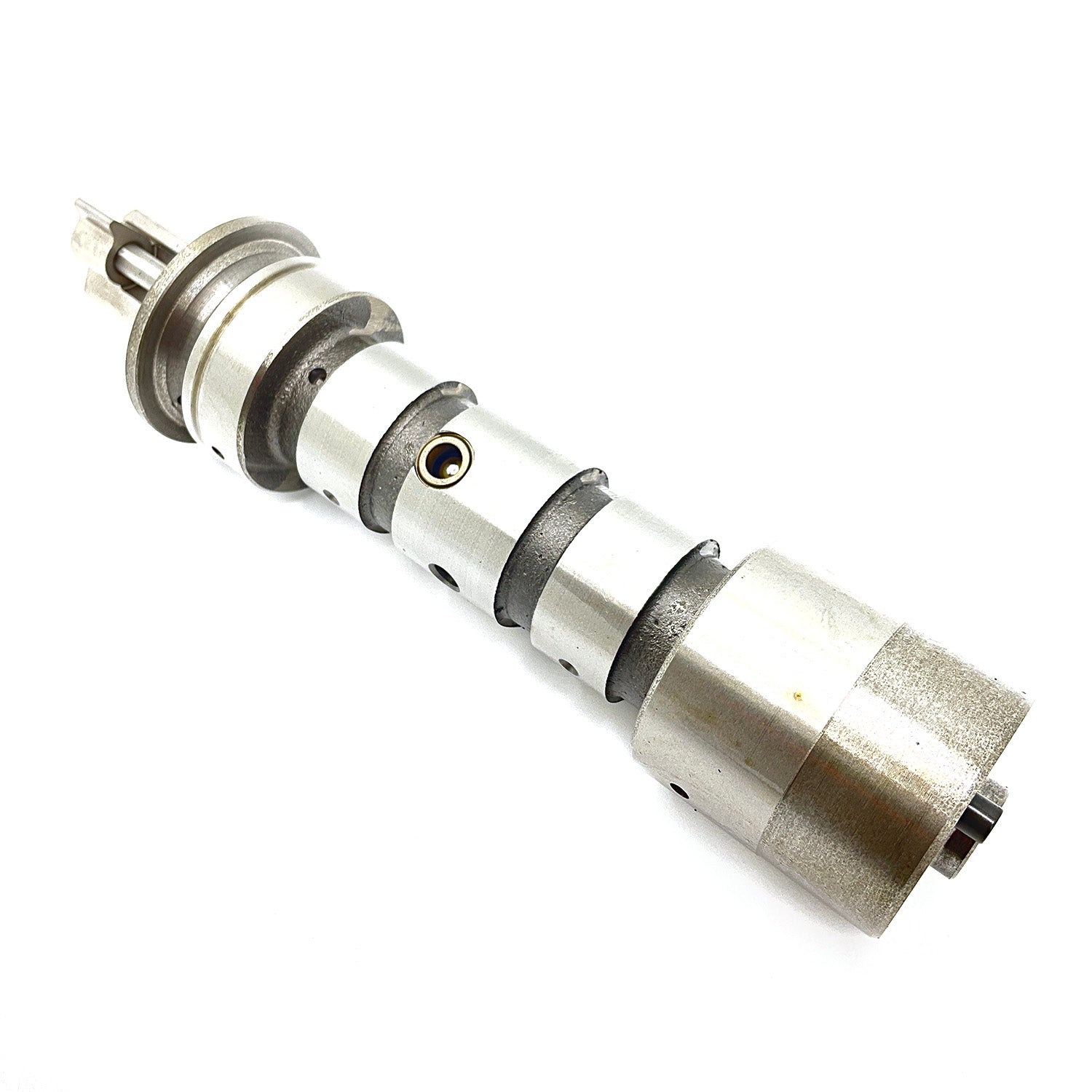Polished metal camshaft with lobed shaft and cylindrical ends for Polaris UTV engines.