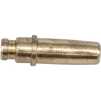 Brass-colored cylindrical exhaust valve guide with stepped design and smooth finish.