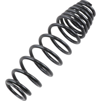 The Shock Springs Front Heavy Duty Spring Rate 77.00 lb/in–132.00 lb/in by Epi, a black metal coil with wider coils on one end and narrower ones on the other, lies diagonally on a white background.
