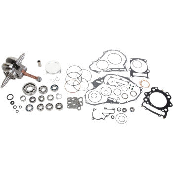 Complete engine rebuild kit for Yamaha Raptor R SE featuring metal crankshaft, piston, rings, seals, gaskets, and bearings.