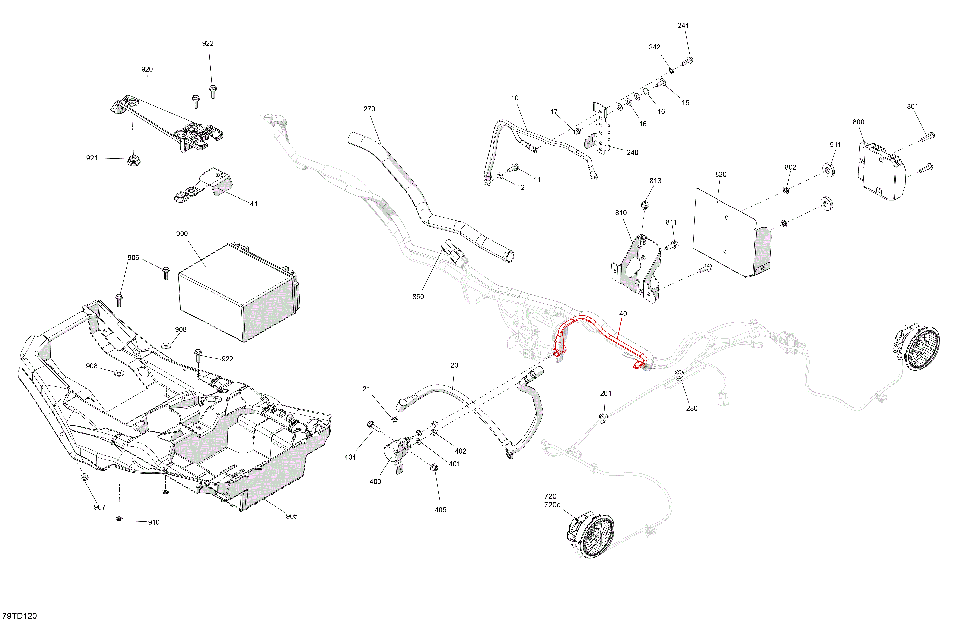 An Image of a Genuine Can-Am Parts Schematic Diagram showing the schematic - ELECTRIC - REAR SECTION