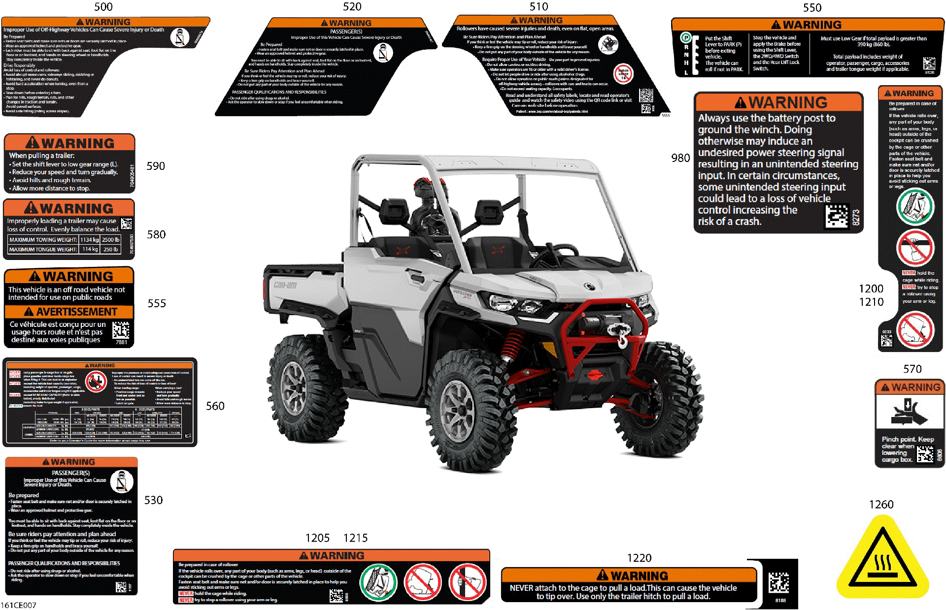 An Image of a Genuine Can-Am Parts Schematic Diagram showing the schematic - BODY - WARNING DECALS