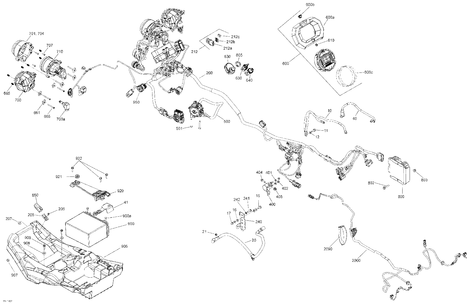 An Image of a Genuine Can-Am Parts Schematic Diagram showing the schematic - ELECTRICAL MAX 6X6 - 