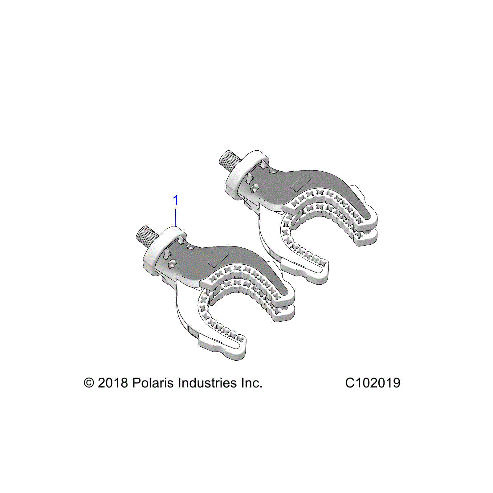 An Image of a Genuine Polaris Parts Schematic Diagram showing the schematic - BODY: LOCK AND RIDE RATCHET GRIP - 2021 POLARIS SPORTSMAN XP 1000 HUNTER EDITION