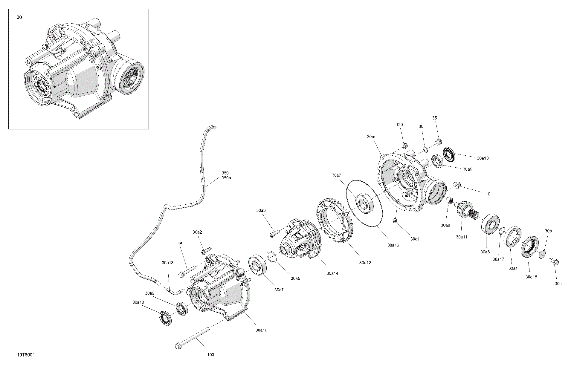 An Image of a Genuine Can-Am Parts Schematic Diagram showing the schematic - DRIVE - FRONT - DIFFERENTIAL PARTS