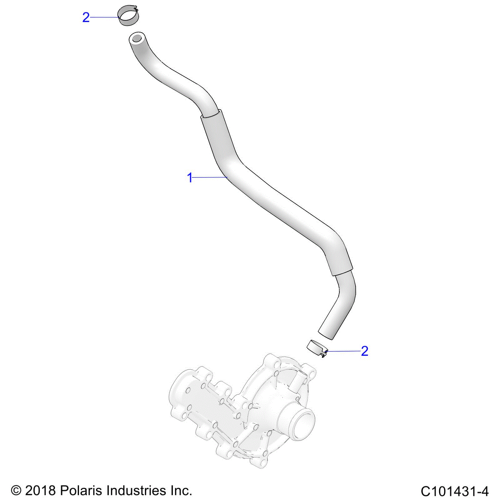 An Image of a Genuine Polaris Parts Schematic Diagram showing the schematic - ENGINE: COOLING BYPASS - 2021 POLARIS SPORTSMAN TOURING 850 48"