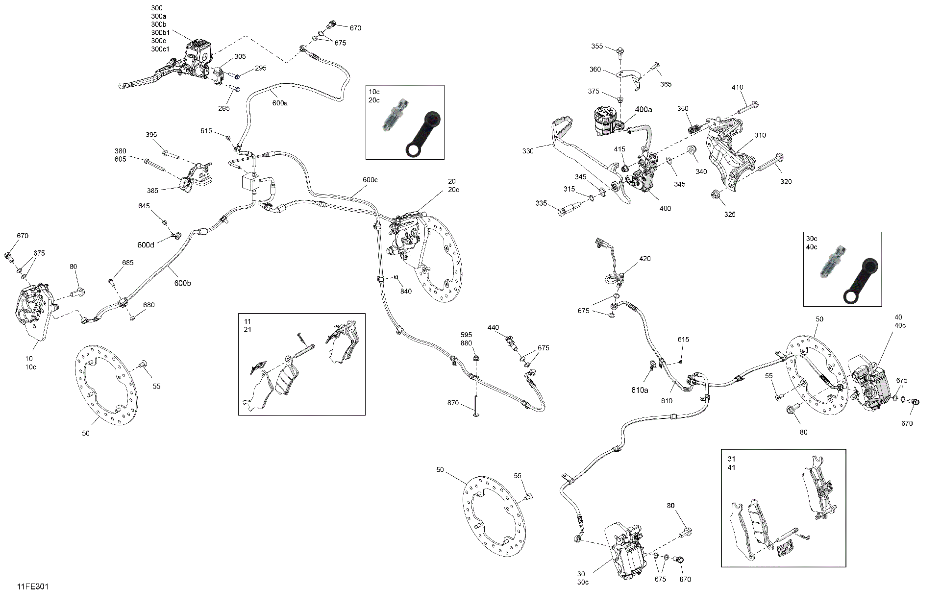 An Image of a Genuine Can-Am Parts Schematic Diagram showing the schematic - MECHANIC - BRAKE SYSTEM