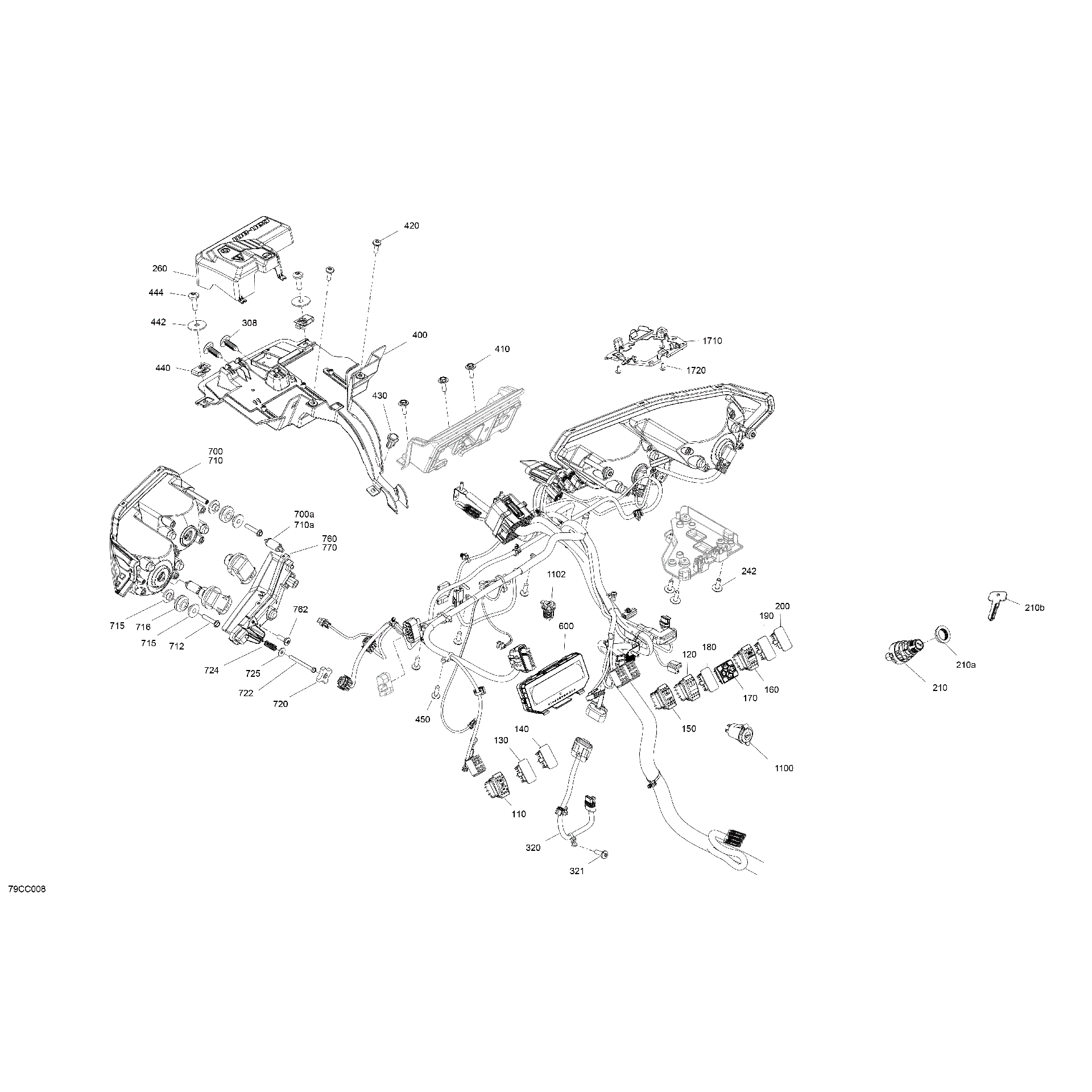An Image of a Genuine Can-Am Parts Schematic Diagram showing the schematic - ELECTRIC - FRONT SECTION
