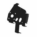 Black metal pump plate with multiple mounting holes and angled bracket for Polaris UTVs.