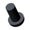Black cylindrical screw with a flat, wide circular head and smooth shaft.