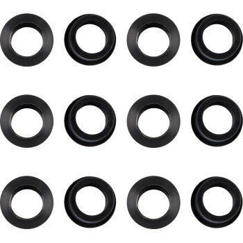 Twelve Yamaha A-Arm Bushing Kit Front by T.M. Designworks bushings are arranged in a 3x4 grid on a white background.