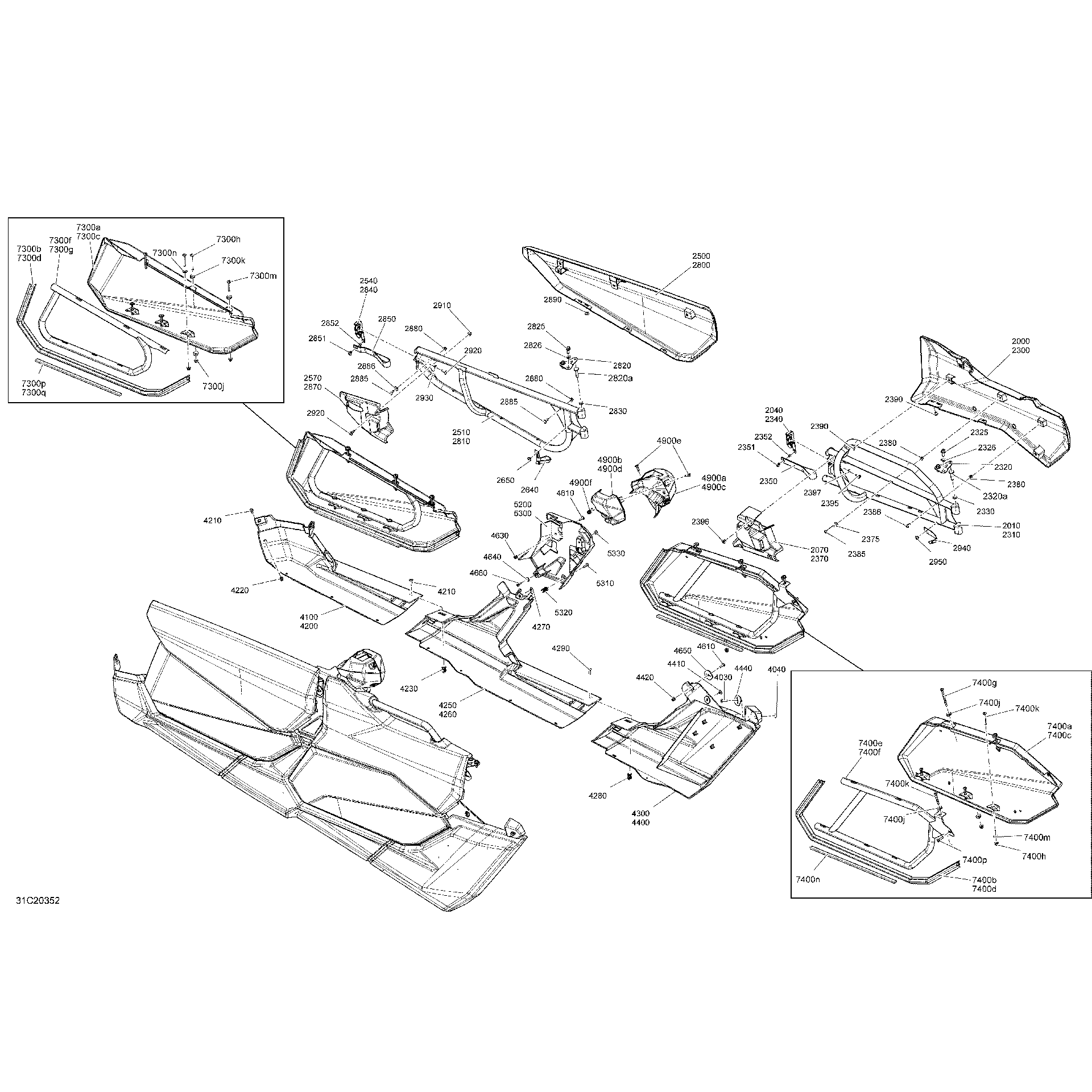 An Image of a Genuine Can-Am Parts Schematic Diagram showing the schematic - BODY - DOOR SECTION - X MR - GREEN