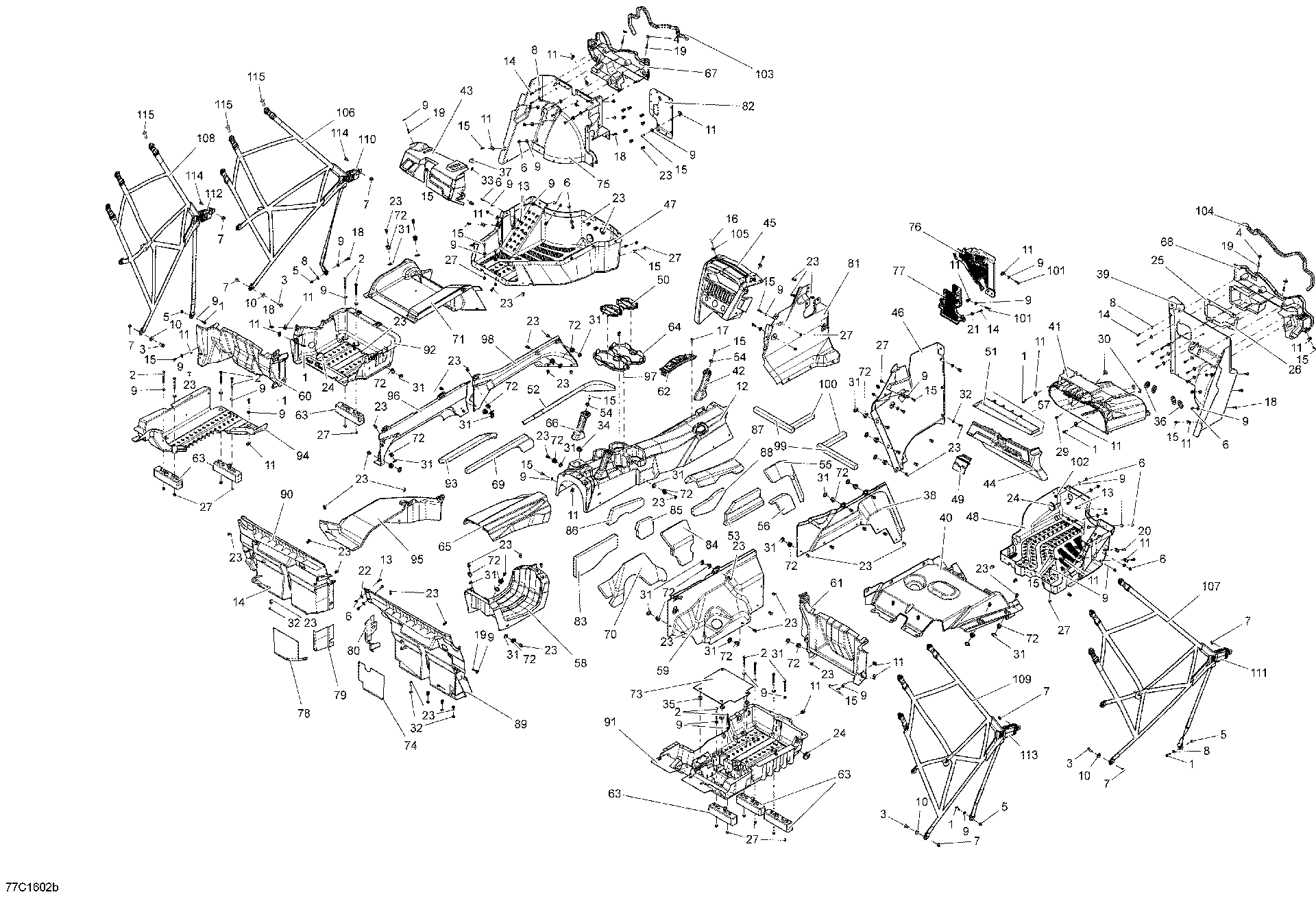 An Image of a Genuine Can-Am Parts Schematic Diagram showing the schematic - CAB INTERIOR - MAX