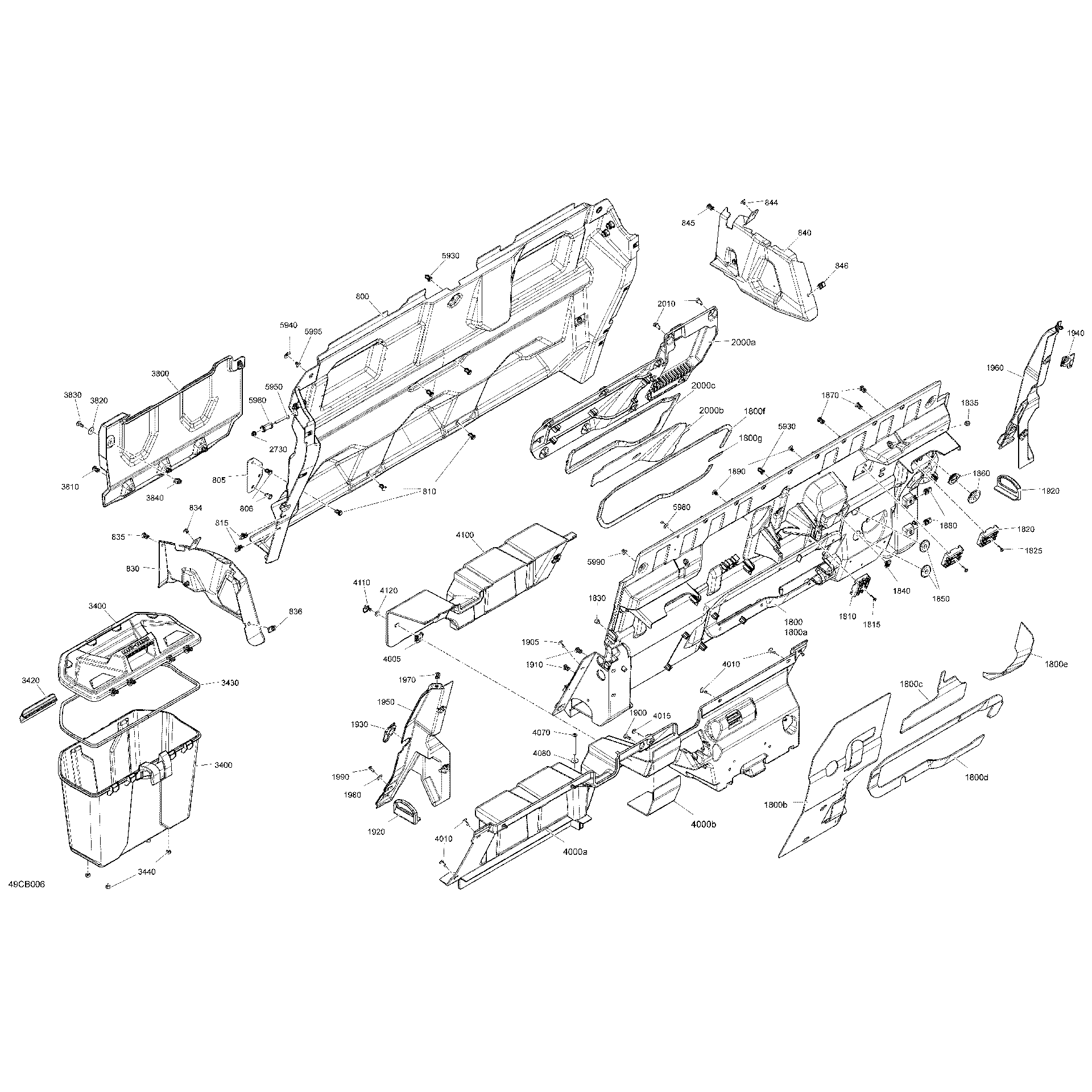 An Image of a Genuine Can-Am Parts Schematic Diagram showing the schematic - CAB INTERIOR - BACK WALL