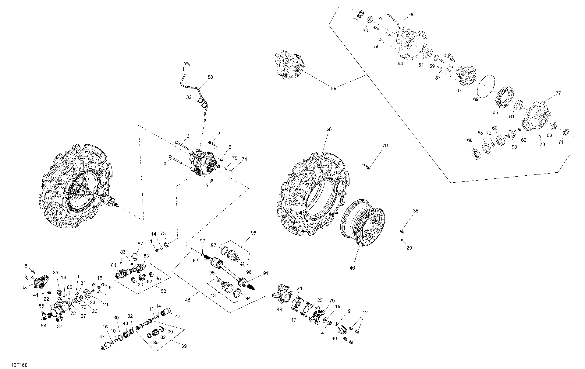 An Image of a Genuine Can-Am Parts Schematic Diagram showing the schematic - FRONT DRIVE SYSTEM - ALL MODELS