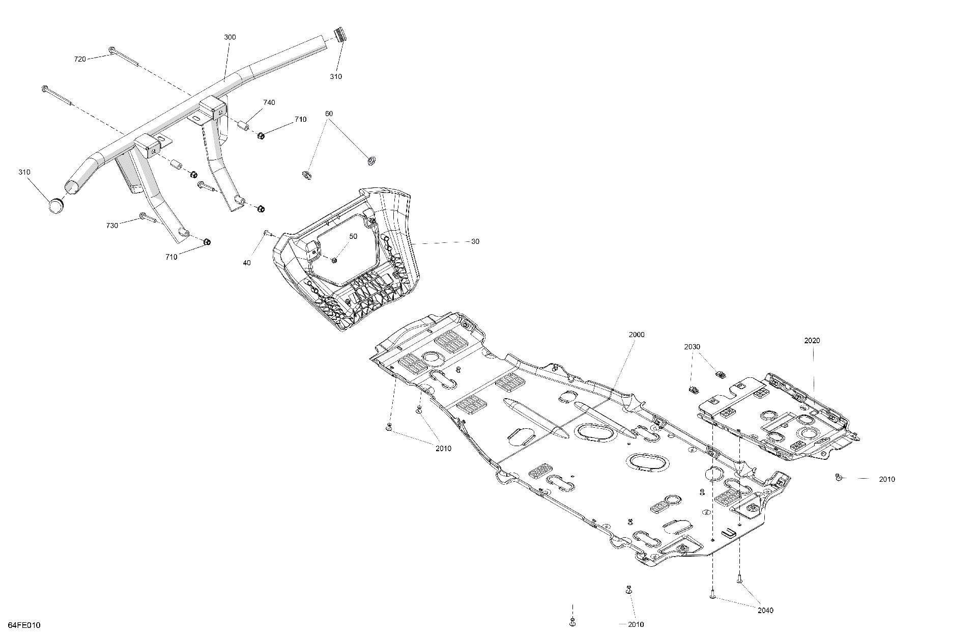 An Image of a Genuine Can-Am Parts Schematic Diagram showing the schematic - BODY - SKID PLATE AND BUMPER