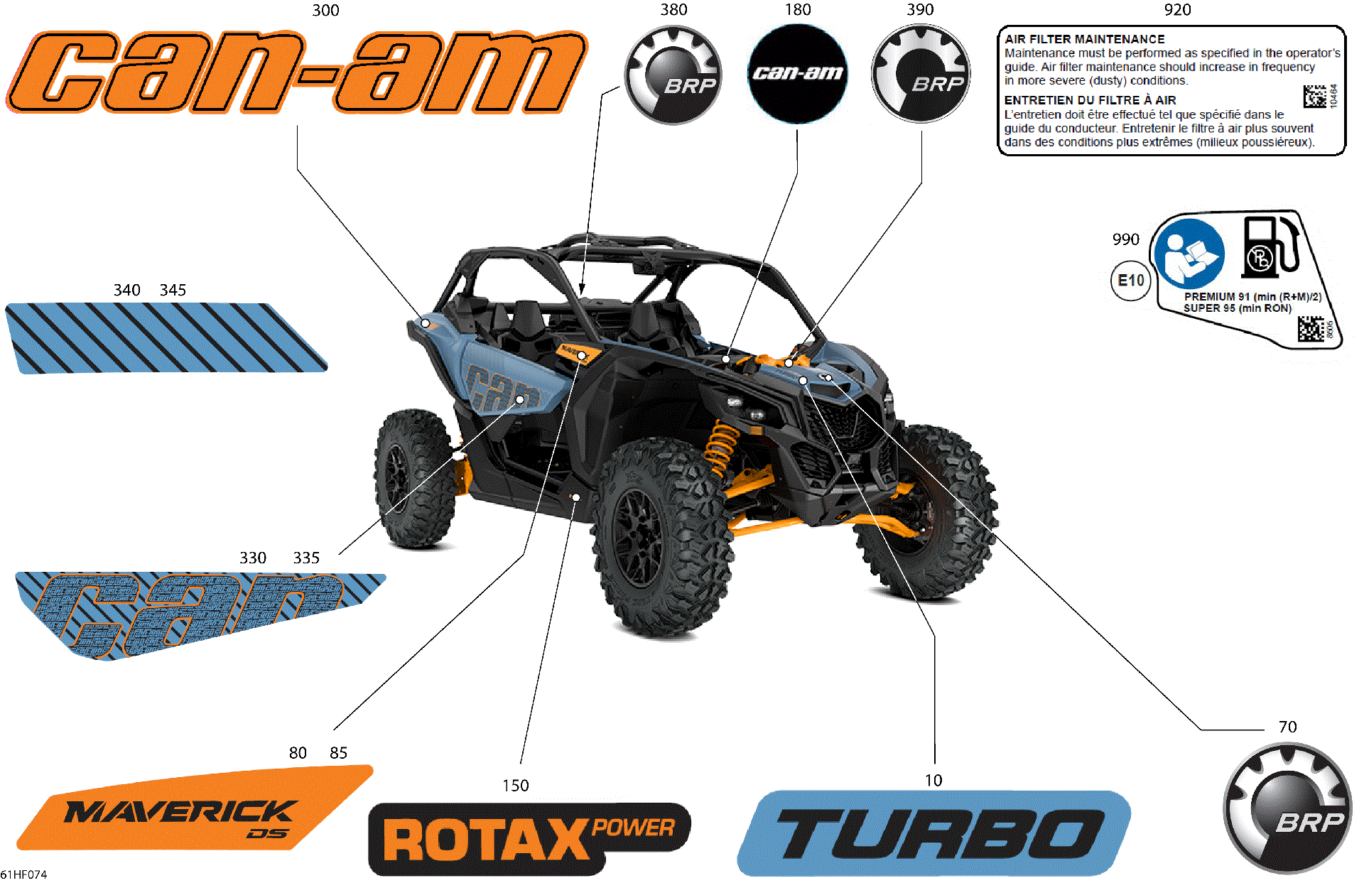 An Image of a Genuine Can-Am Parts Schematic Diagram showing the schematic - BODY - DECALS
