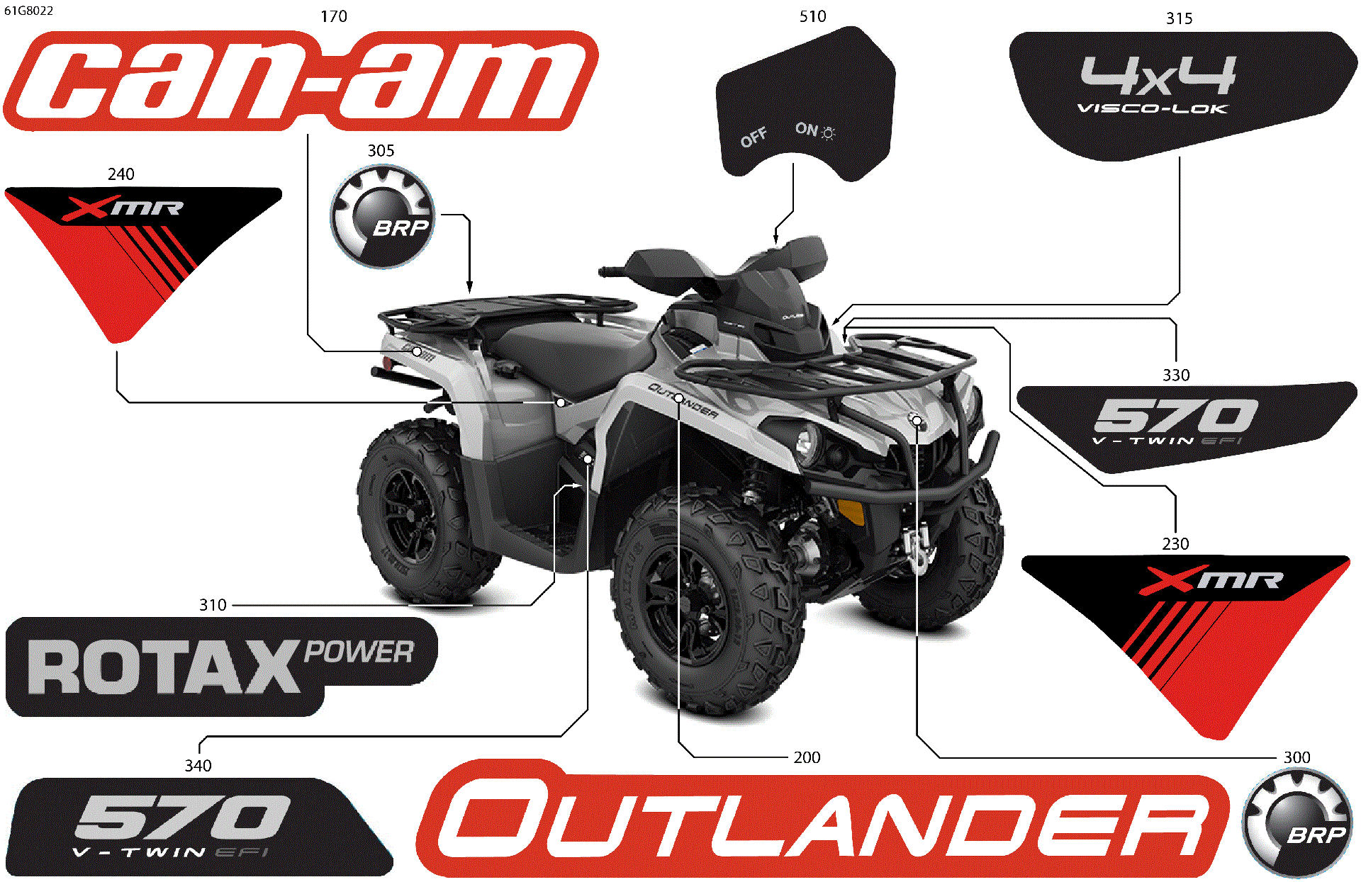 An Image of a Genuine Can-Am Parts Schematic Diagram showing the schematic - BODY - FEATURE DECALS