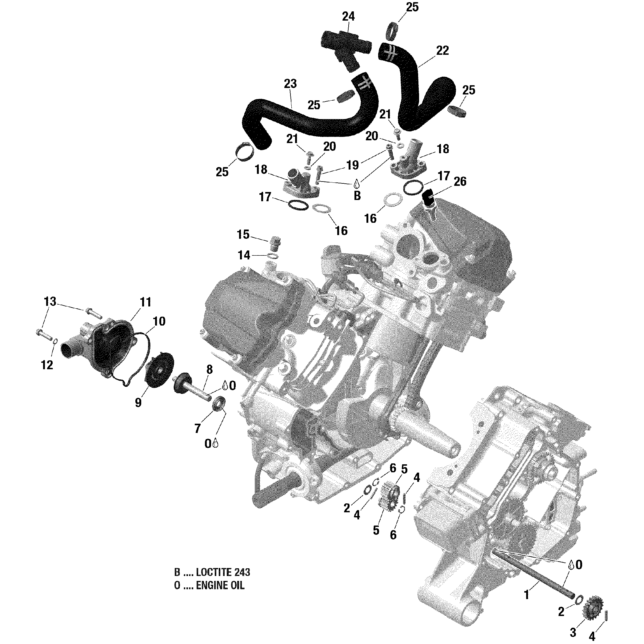An Image of a Genuine Can-Am Parts Schematic Diagram showing the schematic - ENGINE COOLING - 1010R