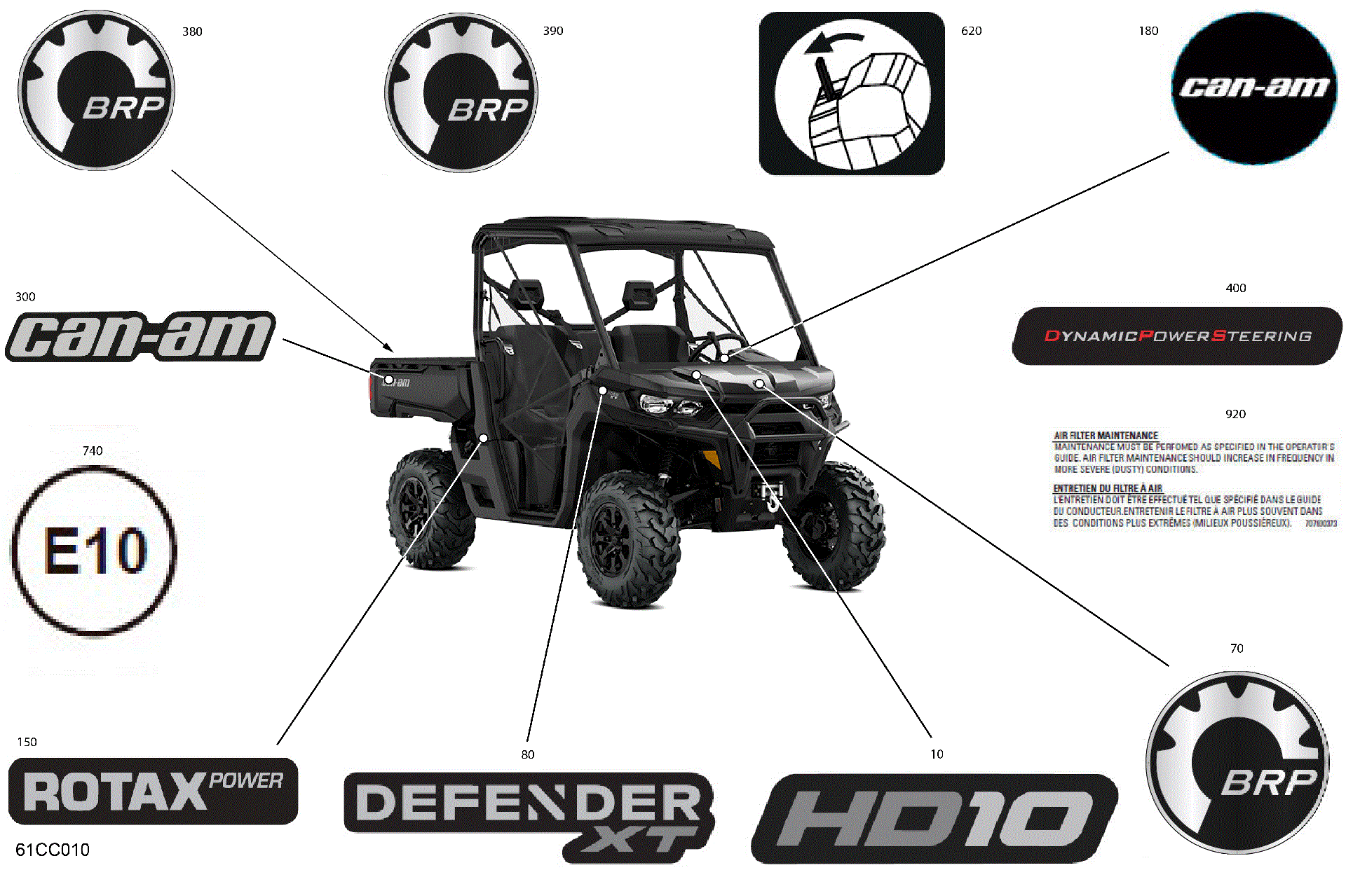 An Image of a Genuine Can-Am Parts Schematic Diagram showing the schematic - BODY - DECALS