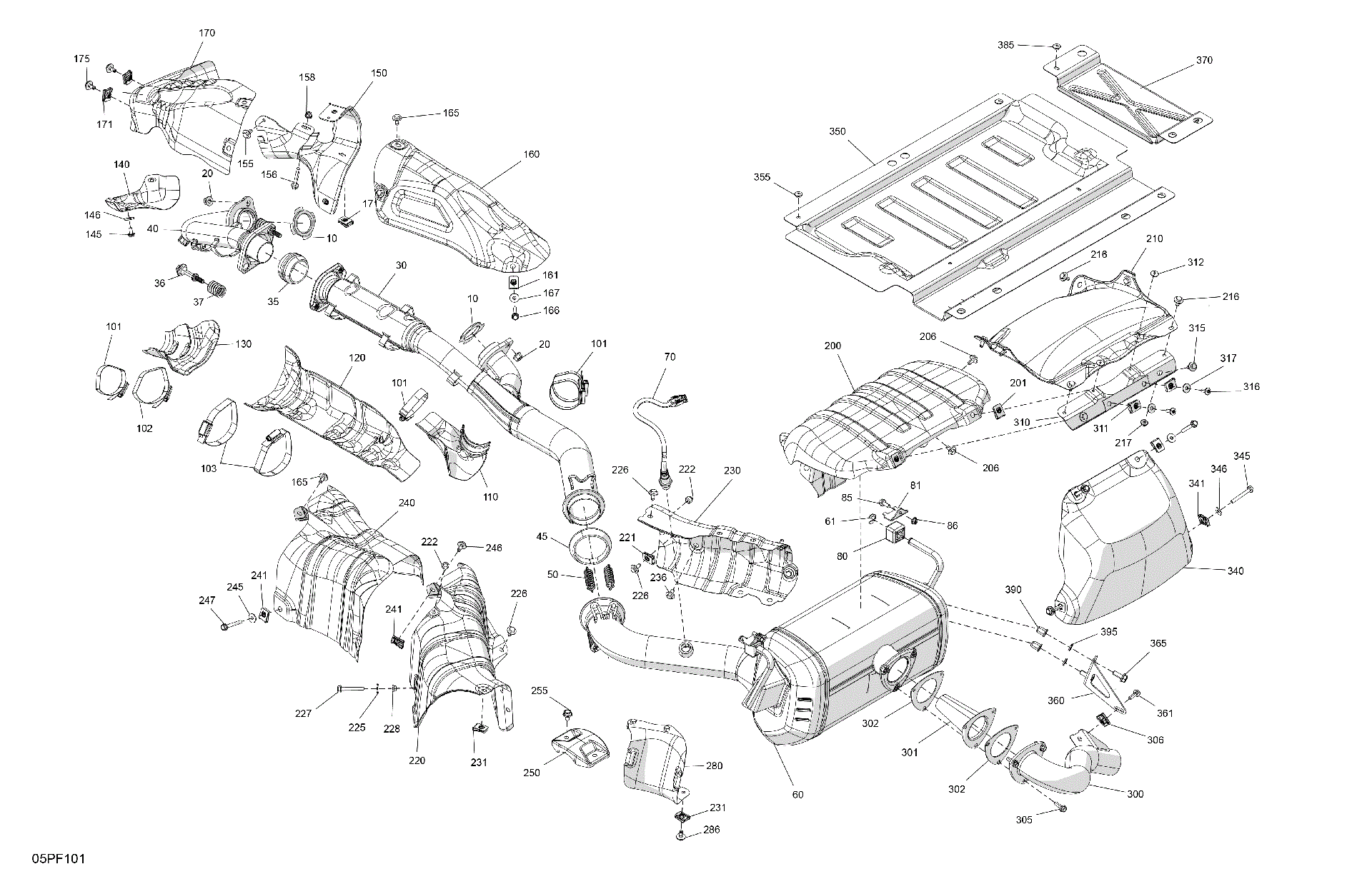 An Image of a Genuine Can-Am Parts Schematic Diagram showing the schematic - ENGINE - EXHAUST