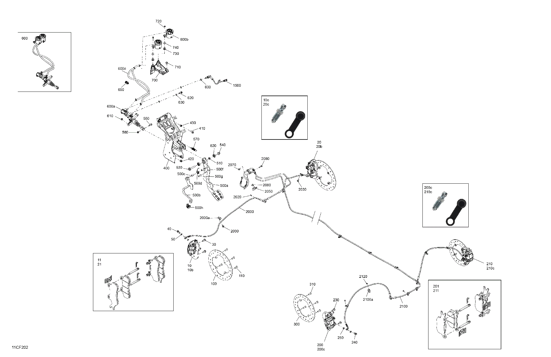 An Image of a Genuine Can-Am Parts Schematic Diagram showing the schematic - MECHANIC - BRAKE SYSTEM
