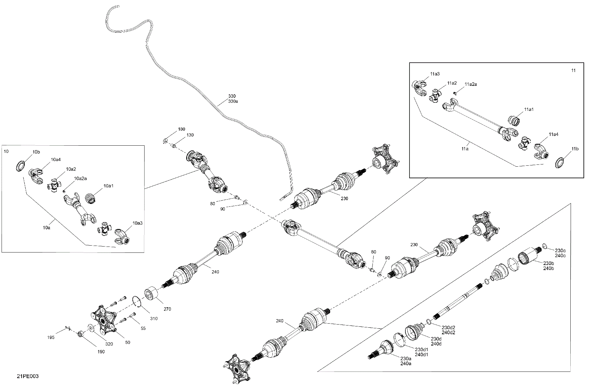 An Image of a Genuine Can-Am Parts Schematic Diagram showing the schematic - DRIVE - REAR - COMMON PARTS