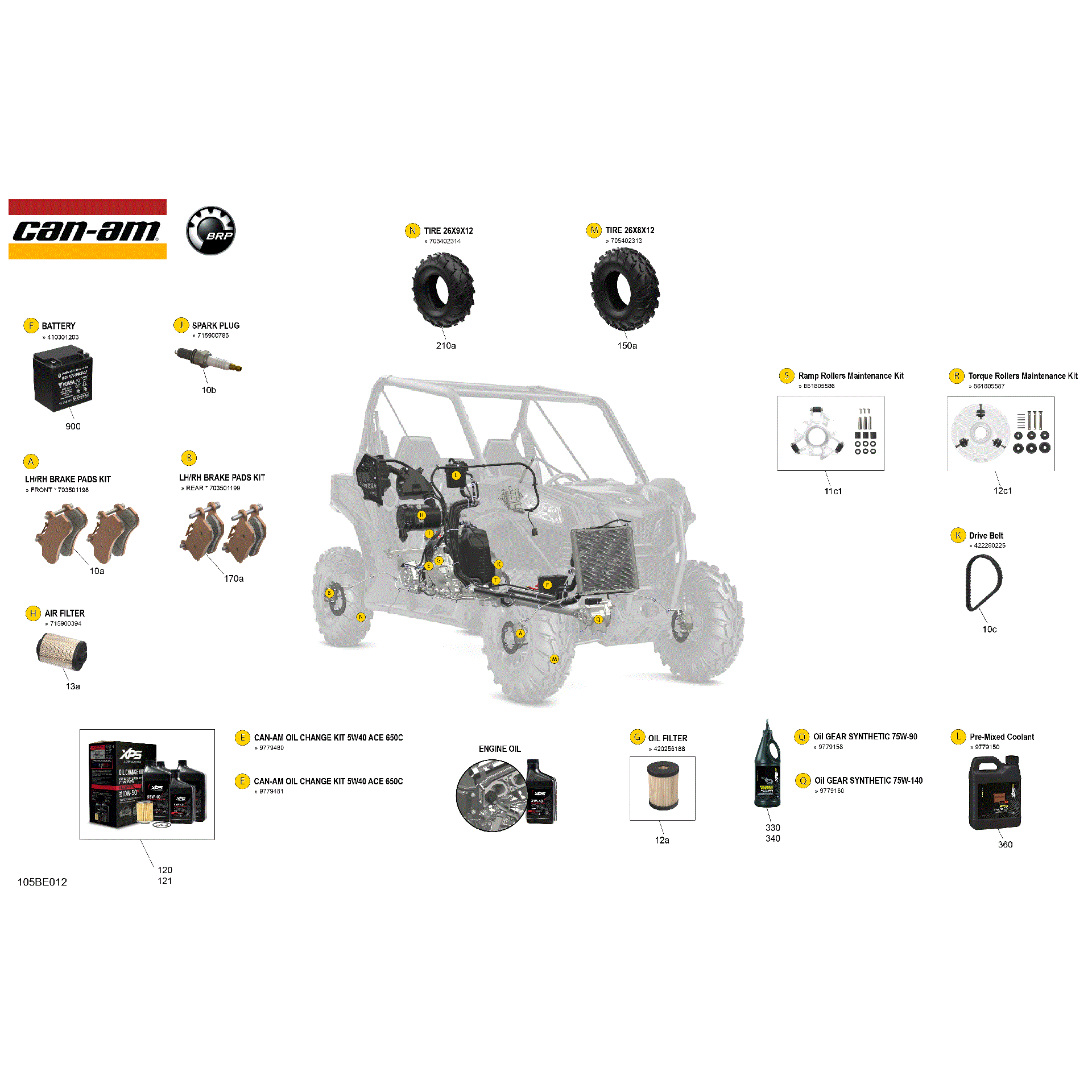 An Image of a Genuine Can-Am Parts Schematic Diagram showing the schematic - SERVICE - MAINTENANCE PARTS & FLUIDS