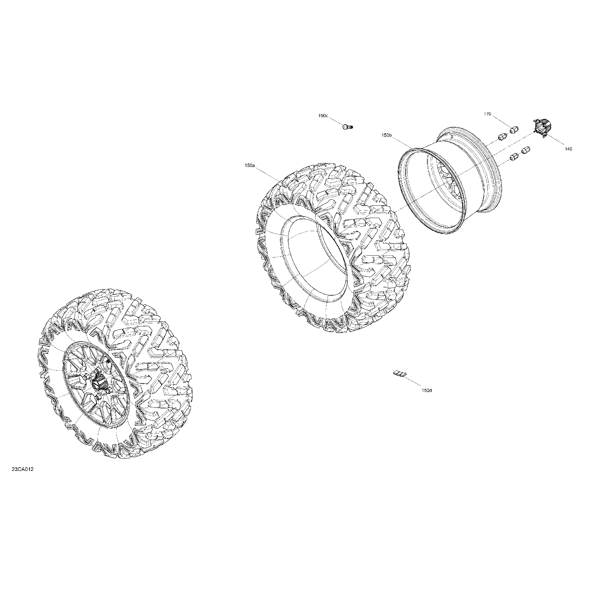 An Image of a Genuine Can-Am Parts Schematic Diagram showing the schematic - DRIVE - REAR WHEELS - DS