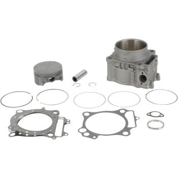 A Honda Cylinder Kit Standard Bore 94.00 mm by Cylinder Works, featuring a cylinder, piston, piston pin, gaskets, and O-rings, all arranged neatly on a white background.