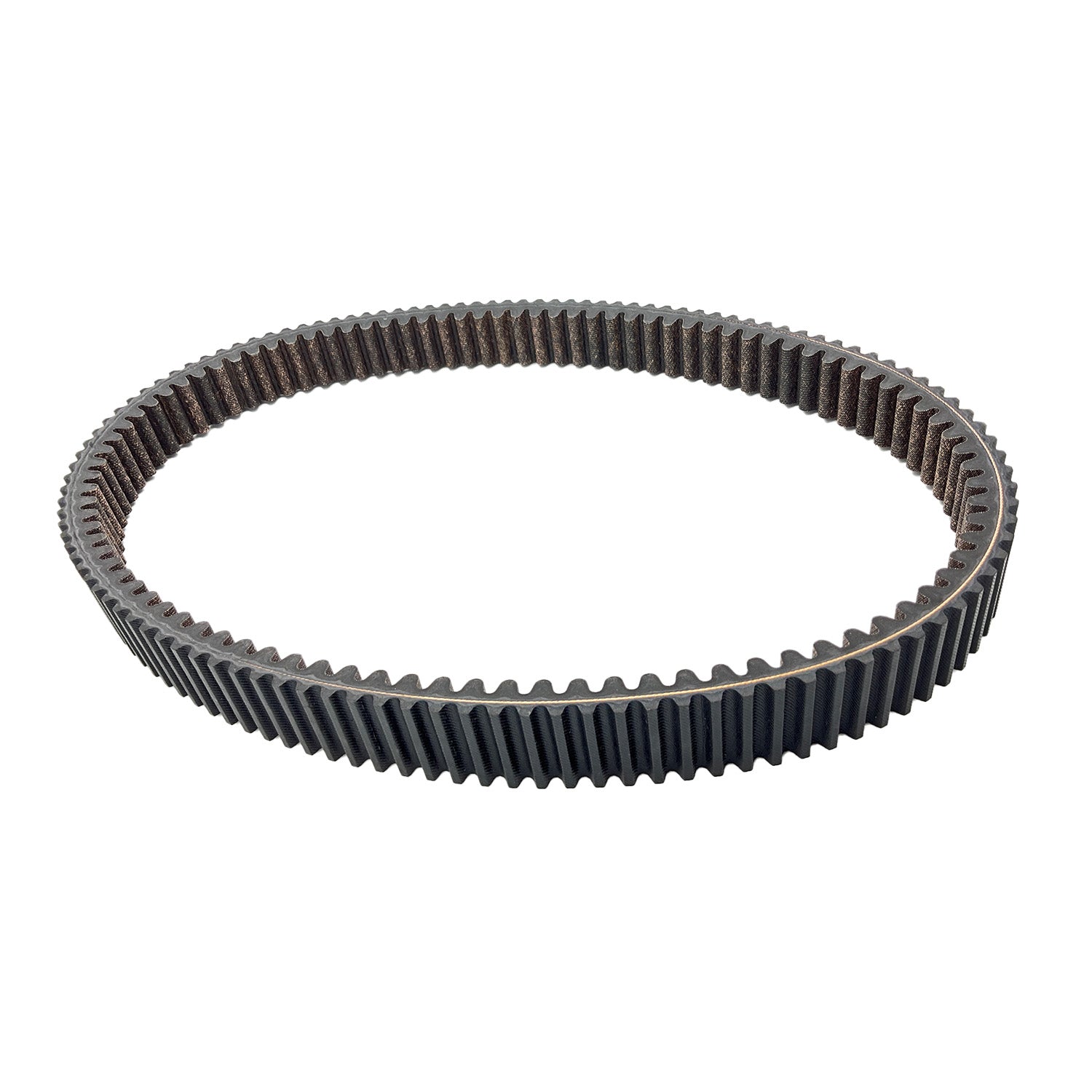 Black ribbed rubber drive belt for Polaris UTV and ATV models with reinforced inner teeth.