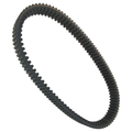 Black rubber drive belt with evenly spaced teeth along the inner circumference, designed for Polaris off-road vehicles.