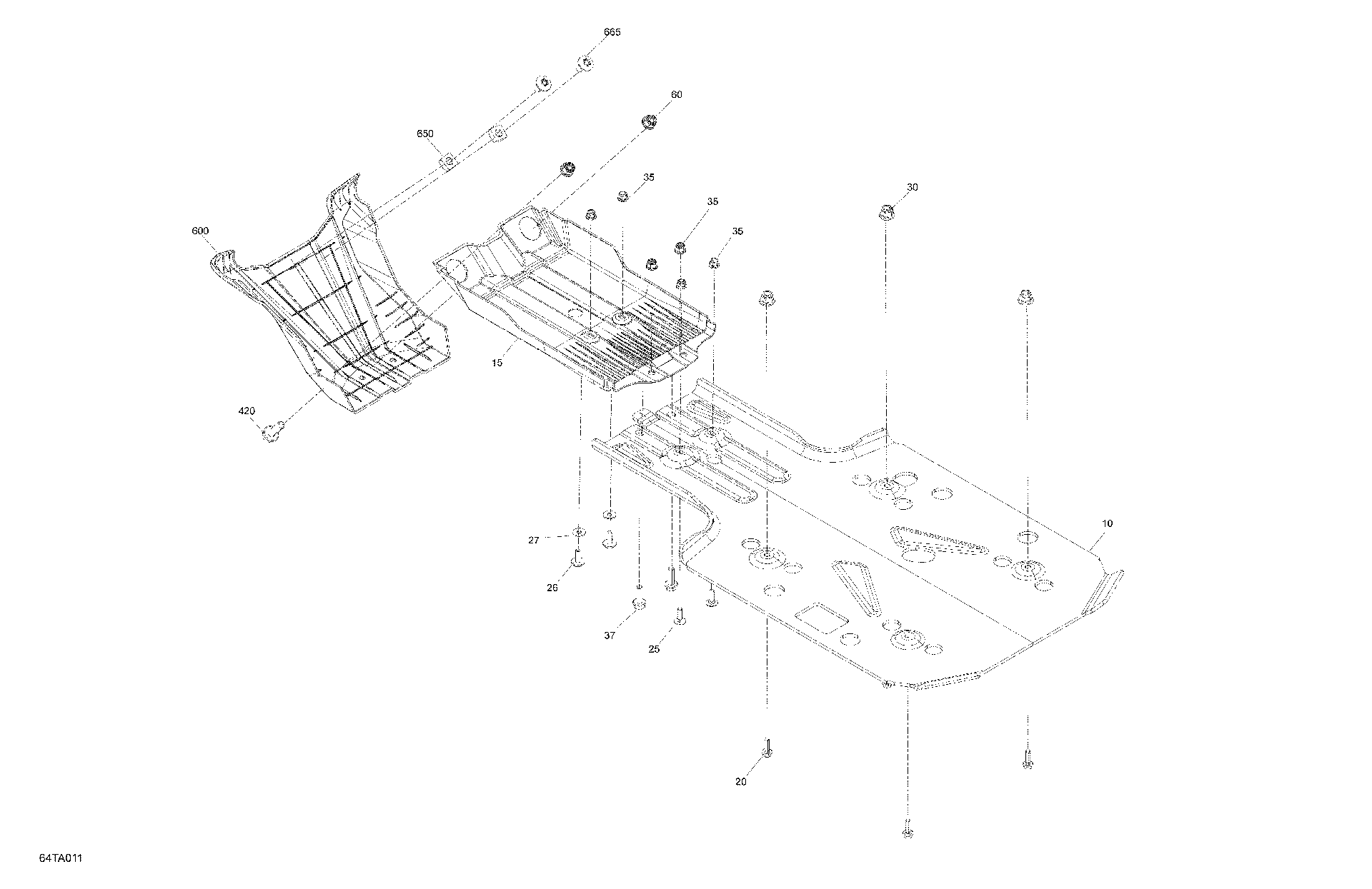 An Image of a Genuine Can-Am Parts Schematic Diagram showing the schematic - BODY - SKID PLATE