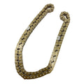 Metal camshaft timing chain with gold and silver links for Polaris UTV engines.