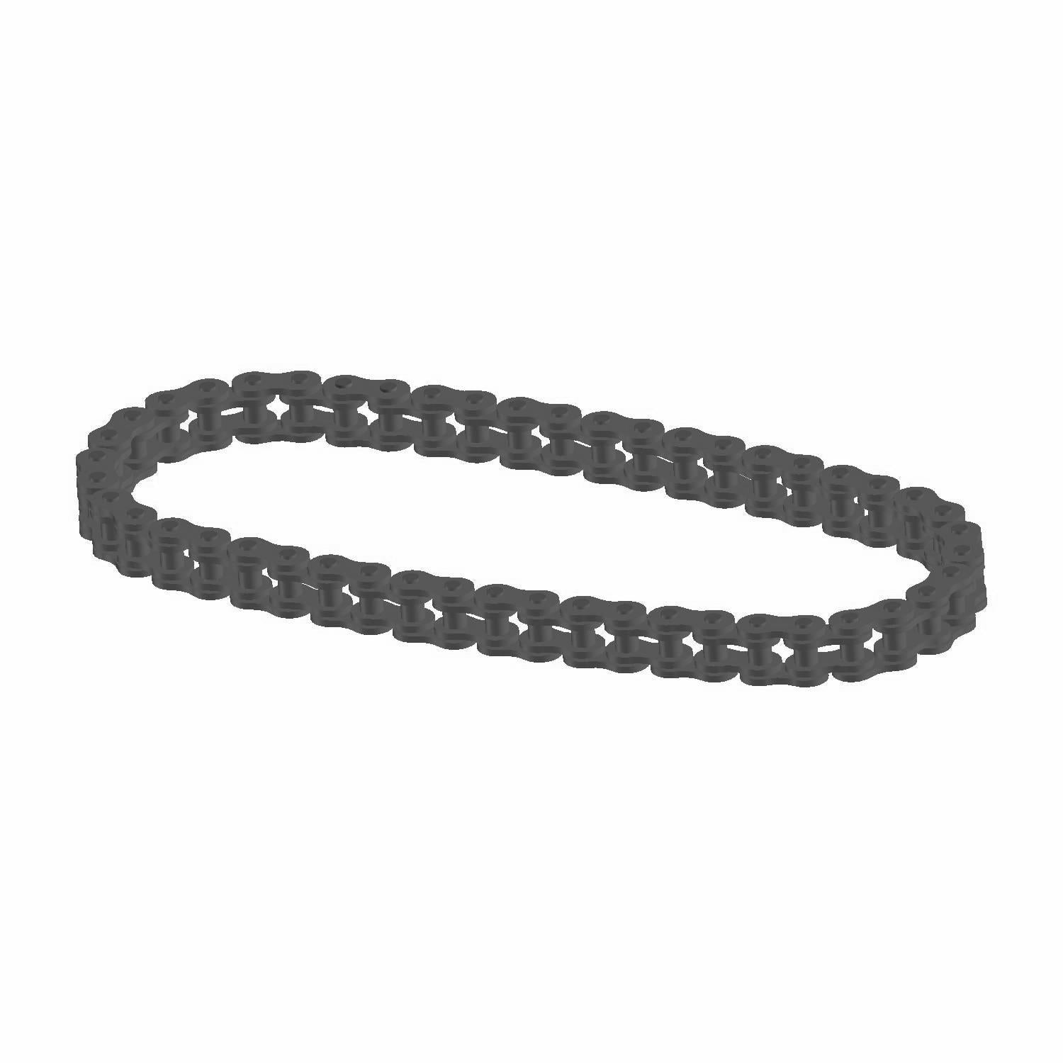 Black metal chain oil pump drive with interlocking links, designed for durability and precision fit.
