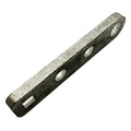 Metal bellcrank arm with three circular holes and a rectangular slot, gray finish.