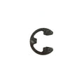 Black steel retaining ring with open-ended circular shape and two inward-facing tabs.