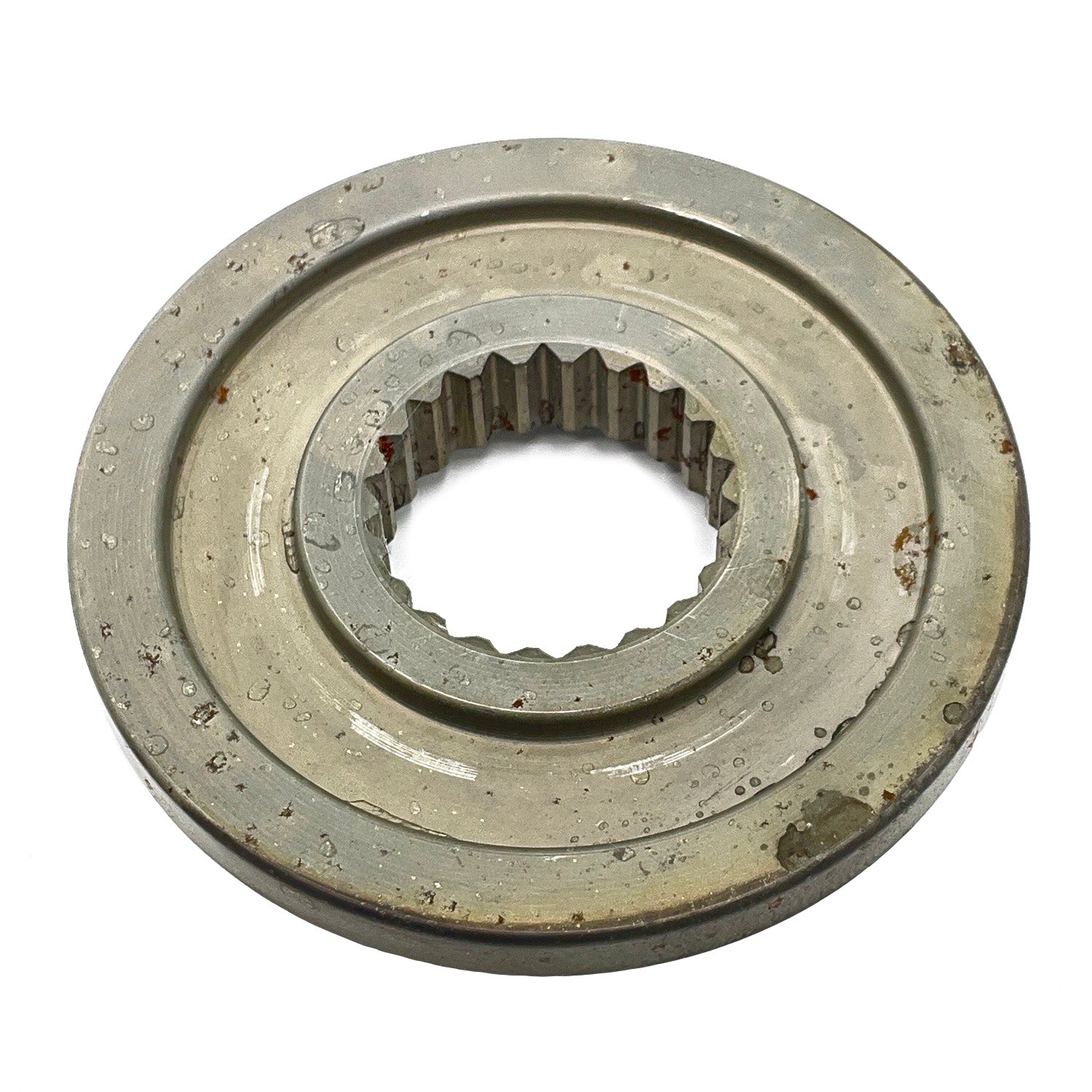 Round metal gear engagement plate with inner splined hole, used for Polaris ATV and UTV models.