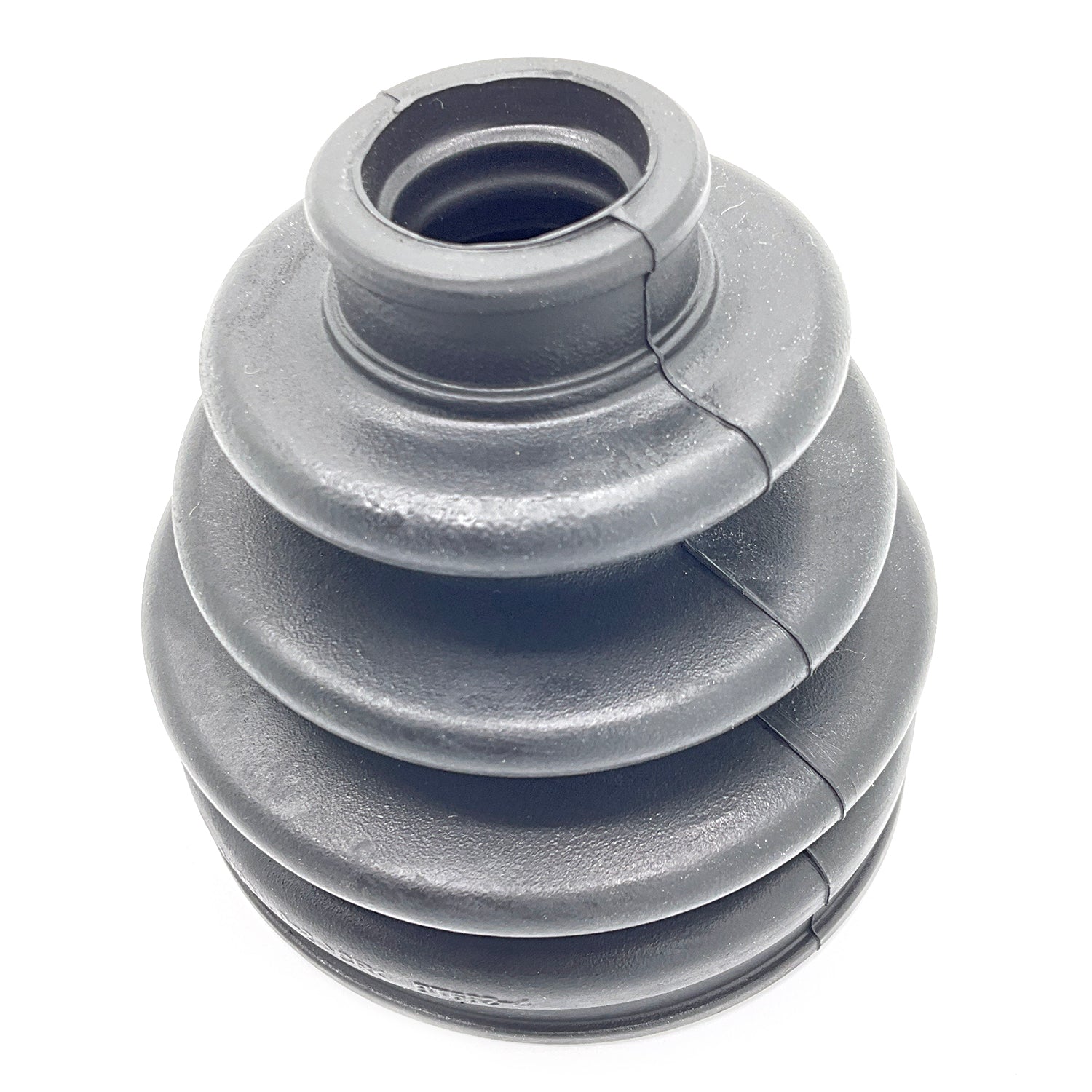 Black rubber accordion-style inner CV boot with multiple flexible ridges and a central split seam.