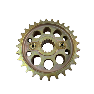 The Drive Sprocket, 28T by Polaris is a metal sprocket with evenly spaced teeth and multiple circular holes, shown against a white background—ideal for Indian motorcycle enthusiasts seeking quality OEM replacements.