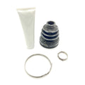 Black rubber inner CV boot kit with grease tube and three metal clamps for Polaris vehicles.